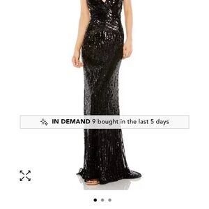 Mac Duggal Black Sequin Backless Gown